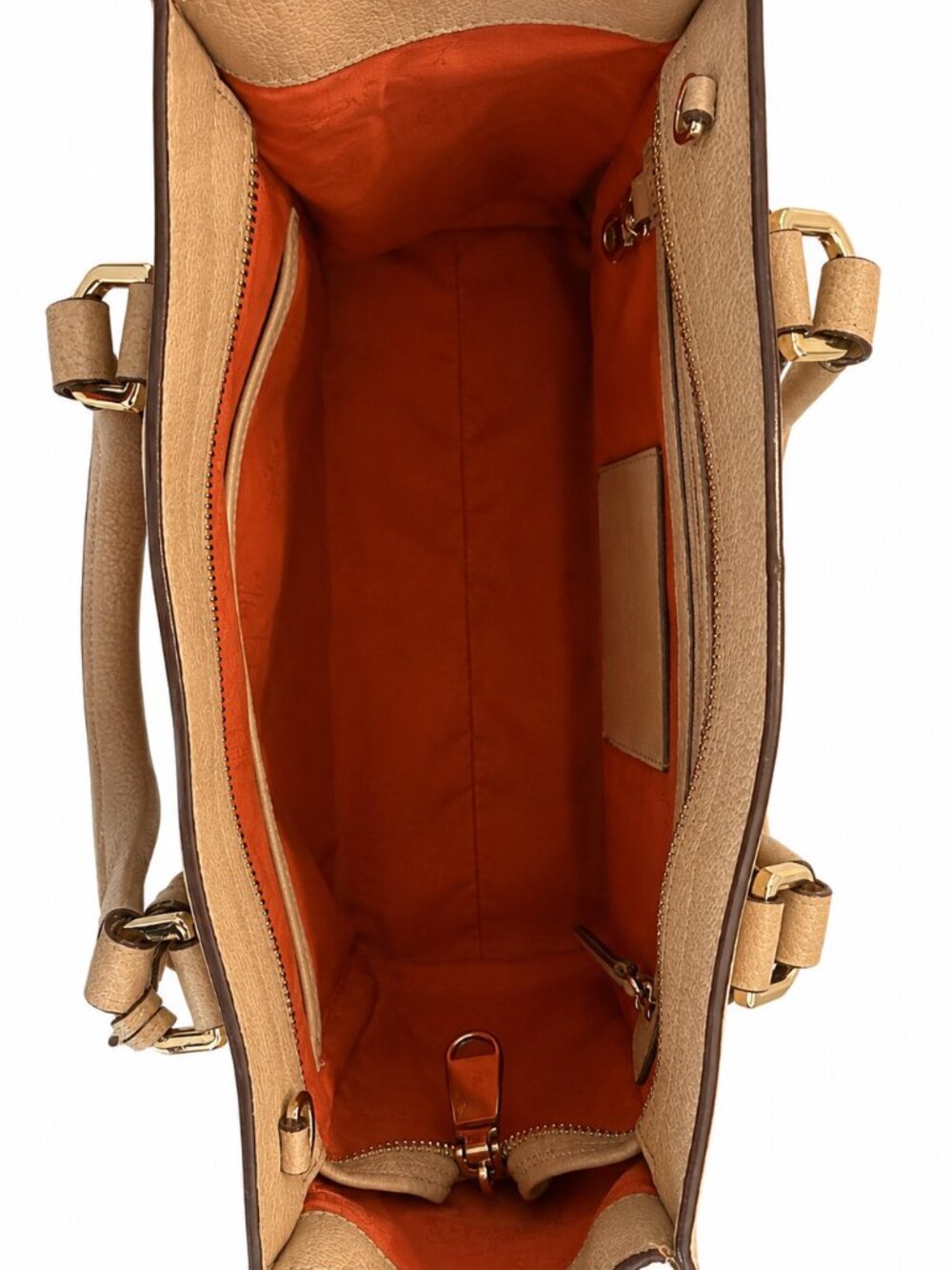 Cole Haan Pebbled Leather Satchel Tote Taupe/Greige Leather Gold Hardware Tassel - Picture 5 of 7